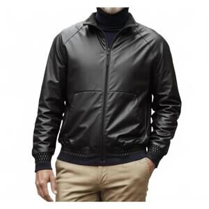 NEW LUSSO BENI void leather jacket in black